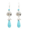 E-4749 2 Styles Bohemian Ethnic Earrings Turquoise Beads Tassel Drop Earrings Round Coins Pendant Dangle Earrings Jewelry