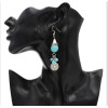 E-4749 2 Styles Bohemian Ethnic Earrings Turquoise Beads Tassel Drop Earrings Round Coins Pendant Dangle Earrings Jewelry