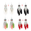 E-4747 Vintage Bohemian Drop Dangle Earrings Alloy Leaves Pendant Feather Earring