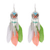 E-4747 Vintage Bohemian Drop Dangle Earrings Alloy Leaves Pendant Feather Earring