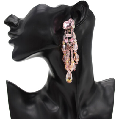 E-4757 5 Colors Fashion Bohemian Crystal Tassel Bead Earrings for Women Jewelry