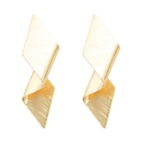 E-4751  2 Colors Fashion Personality Flod  Gold Silver Plated Geometric Rhombus Ear Studs Earrings for Women