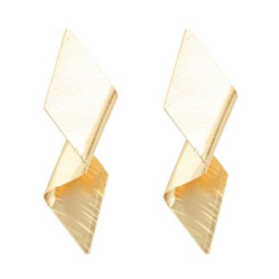 E-4751  2 Colors Fashion Personality Flod  Gold Silver Plated Geometric Rhombus Ear Studs Earrings for Women