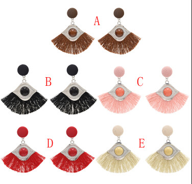 E-4755 5 Colors Cotton Thread Tassel Drop Earrings for Women Boho Wedding Party Jewelry Gift