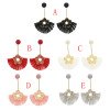 E-4754 Bohemian Thread Long Drop Statement Earrings Fringe Earring Stud