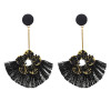 E-4754 Bohemian Thread Long Drop Statement Earrings Fringe Earring Stud