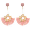 E-4754 Bohemian Thread Long Drop Statement Earrings Fringe Earring Stud