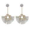 E-4754 Bohemian Thread Long Drop Statement Earrings Fringe Earring Stud