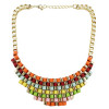 N-1511 Europe Style Noble Gold Plated Multilayer Colorful Ribbon Stripe Weave Necklace