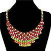 N-1511 Europe Style Noble Gold Plated Multilayer Colorful Ribbon Stripe Weave Necklace