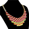 N-1511 Europe Style Noble Gold Plated Multilayer Colorful Ribbon Stripe Weave Necklace