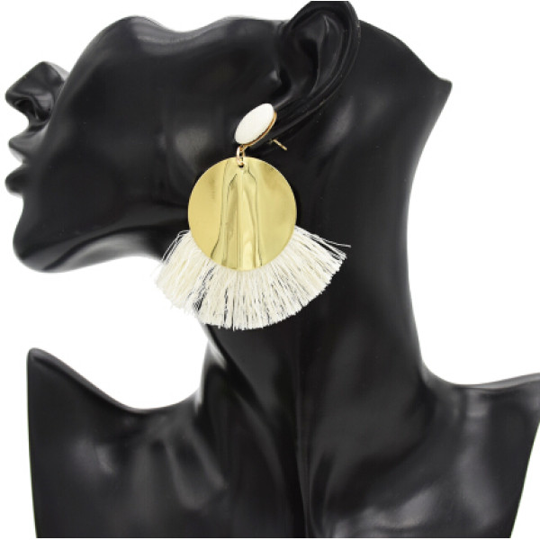 E-4765 6 Colors Fashion Gold Metal Statement Drop Dangle Earring Acrylic Tassel Thread Long Earrings for Women Bridal Jewelry