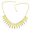 N-1255 New Punk Rock Crystal Square Resin Stone Gem Spike Rivet Choker Bib Necklace