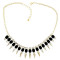 N-1255 New Punk Rock Crystal Square Resin Stone Gem Spike Rivet Choker Bib Necklace