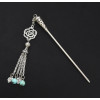 F-0497 Vintage Silver Metal Flower Shape Long Tassel Hair Sticks for Women Chopsticks Hair Jewelry Accessories