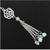 F-0497 Vintage Silver Metal Flower Shape Long Tassel Hair Sticks for Women Chopsticks Hair Jewelry Accessories