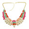 N-0276 New Fashion Chunky Gold Tone Metal Candy Resin Gem Leaf Feather Bib Necklace
