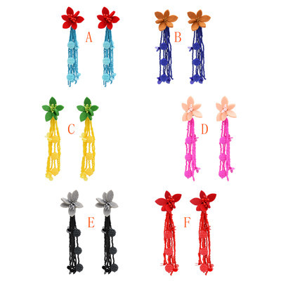 E-4771 6 Colors Trendy Drop Dangle Tassel Beads Earrings  Flower Polyester Cashmere For Women Jewelry  Design