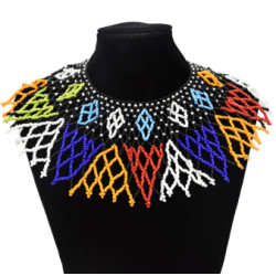 N-7087  African Tribal New Fashion Choker Necklaces Colorful Acrylic Beaded Indian Ethnic Bib Choker Necklace For Women Charm Beads Making Jewelry