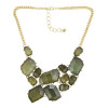 N-4257 Cute Lovely Sweet Jelly Resin Gem Golden Metal Choker Bib Necklace