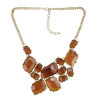 N-4257 Cute Lovely Sweet Jelly Resin Gem Golden Metal Choker Bib Necklace