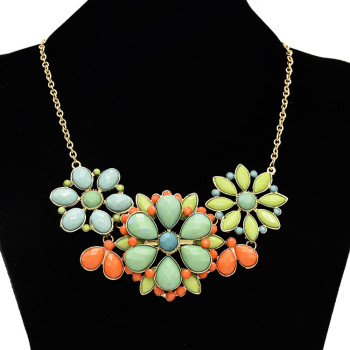 N-0141 3 Colors Gold Plated Acrylic Flower Shape Necklace Women Jewelry