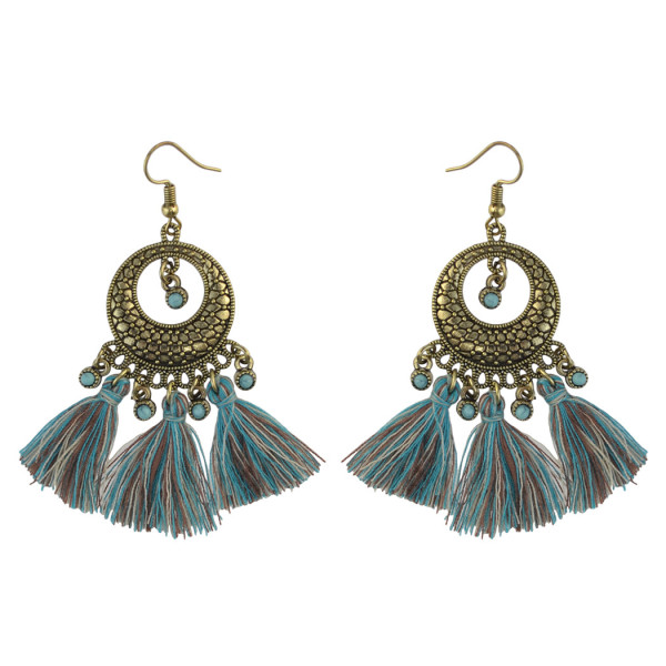 E-4228 2 Styles Bohomia Shiny Alloy Hook Feather Earrings Tassel Brown Green Women Jewelry