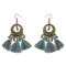 E-4228 2 Styles Bohomia Shiny Alloy Hook Feather Earrings Tassel Brown Green Women Jewelry