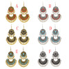 E-4777 Bohemian Vintage Beaded Tassel Round Earrings Hook Fringe Earring