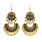 E-4777 Bohemian Vintage Beaded Tassel Round Earrings Hook Fringe Earring