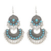 E-4777 Bohemian Vintage Beaded Tassel Round Earrings Hook Fringe Earring