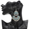 E-4777 Bohemian Vintage Beaded Tassel Round Earrings Hook Fringe Earring