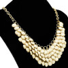 N-0270 New Golden Chunky Multi Layers Resin Gem Round Bib Statement Necklace