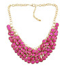 N-0270 New Golden Chunky Multi Layers Resin Gem Round Bib Statement Necklace