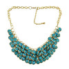 N-0270 New Golden Chunky Multi Layers Resin Gem Round Bib Statement Necklace