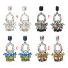 E-4776  Bohemian Vintage Glass Drill  Shining Round Earrings Stud  Earring