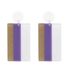 E-4775  Fashion Drop Earrings Acrylic Big Rectangle Three-colour Pendant Earring for Valentine's Day Gift