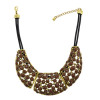 N-1345 Fashion Vintage Style Bronze Alloy Hollow Out Resin Drop Choker Necklace