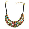 N-1345 Fashion Vintage Style Bronze Alloy Hollow Out Resin Drop Choker Necklace