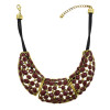 N-1345 Fashion Vintage Style Bronze Alloy Hollow Out Resin Drop Choker Necklace