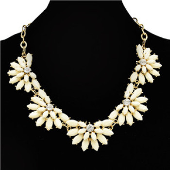 N-0292 New fashion gold plated resin gem crystal flower adjustable choker necklace for women jewelry
