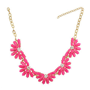 N-0292 New fashion gold plated resin gem crystal flower adjustable choker necklace for women jewelry
