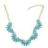 N-0292 New fashion gold plated resin gem crystal flower adjustable choker necklace for women jewelry