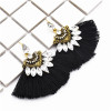 E-4786 4 Colors Cotton Thread Tassel Rhinestone Drop Earrings for Women Boho Wedding Party Jewelry Gift