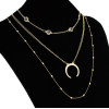 N-7096 Bohemian Fashion Moon Shaped  Crystal Pendant Necklace Clavicular Chain Multilayer Necklace