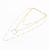 N-7096 Bohemian Fashion Moon Shaped  Crystal Pendant Necklace Clavicular Chain Multilayer Necklace