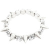 B-0015 Punk Style Gold Silver Tone Rivet Rhinestone Stretch Bracelet