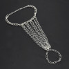 B-0905 Bohemian Silver Chain Tassel Hand Chain Harness Bracelet With Finger Ring