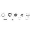 R-1504 2 Styles 9Pcs/Set Vintage Silver Metal Rhinestone Midi Finger Ring Sets for Women Boho Party Jewelry