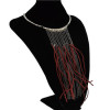 N-3120 Fashion Bohemia Style Gun Black Metal Chain leather tassels choker Necklace